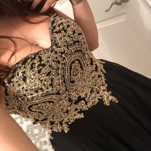 Black and gold dress